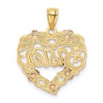 14k Two-tone with White Rhodium SISTER Heart Pendant - Image 3