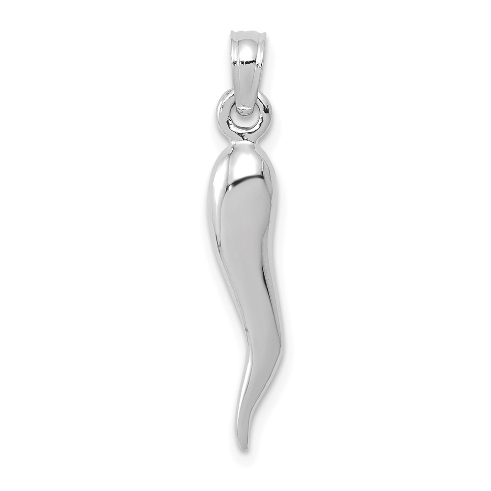 K2735W.jpg 14k White Gold Medium 3-D Italian Horn Pendant - Image 1