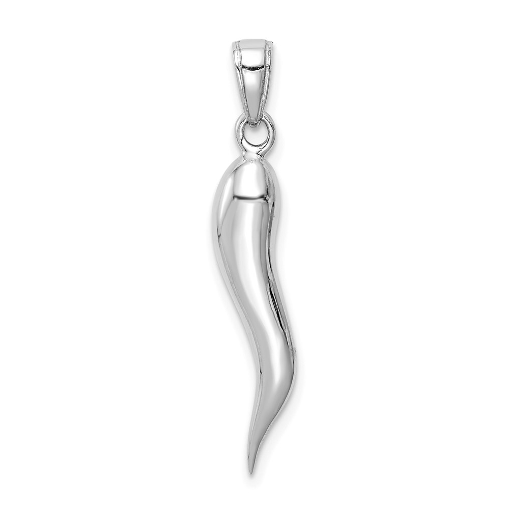K2737W.jpg 14k White Gold Large 3-D Italian Horn Pendant - Image 1