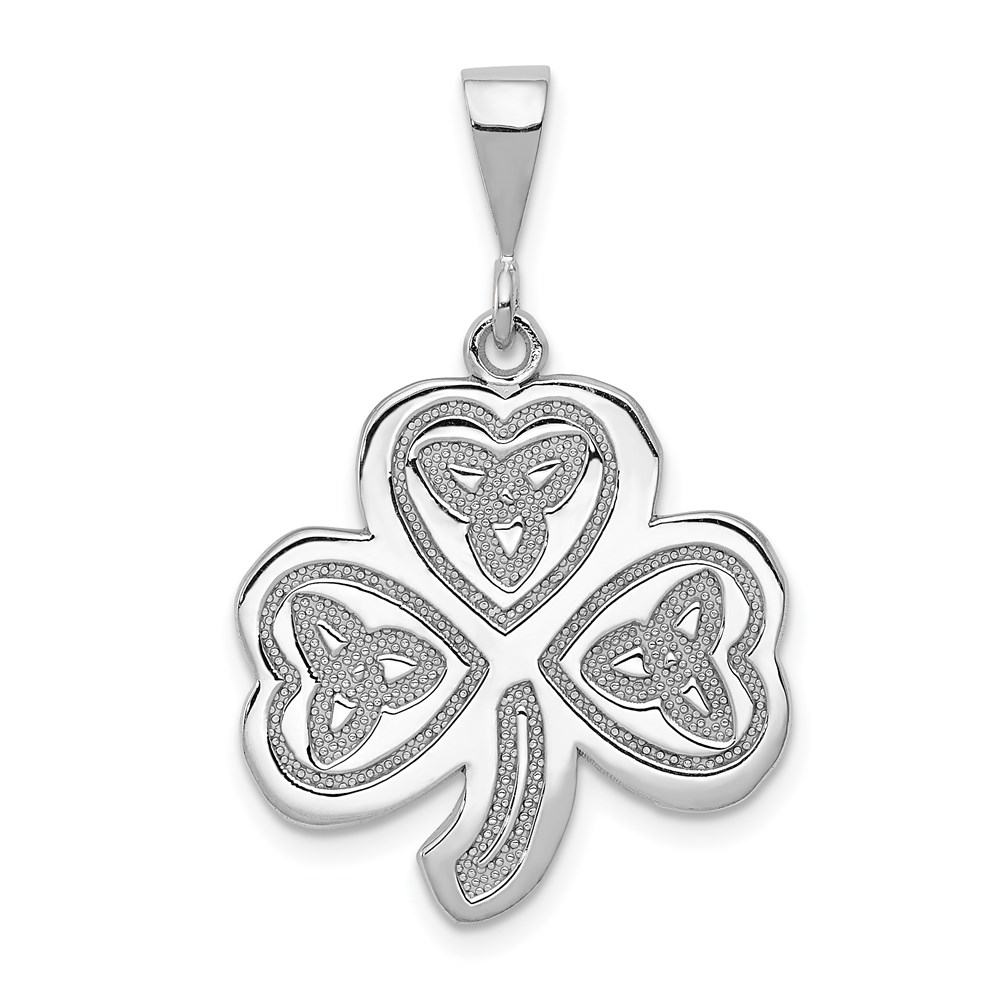 K2742.jpg 14k White Gold Trinity Clover Pendant - Image 1
