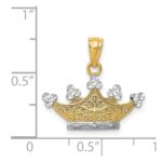 14k and White Rhodium Crown Pendant - Image 4