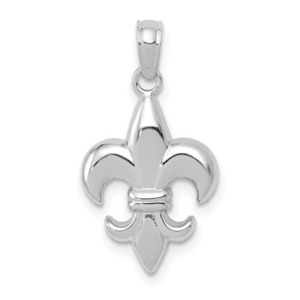 14K White Gold 2-D Small Fleur de Lis Charm