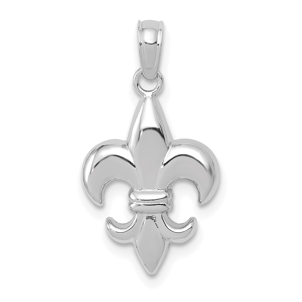 K2759W.jpg 14K White Gold 2-D Small Fleur de Lis Charm - Image 1