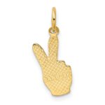14k Peace Sign Hand Charm - Image 3