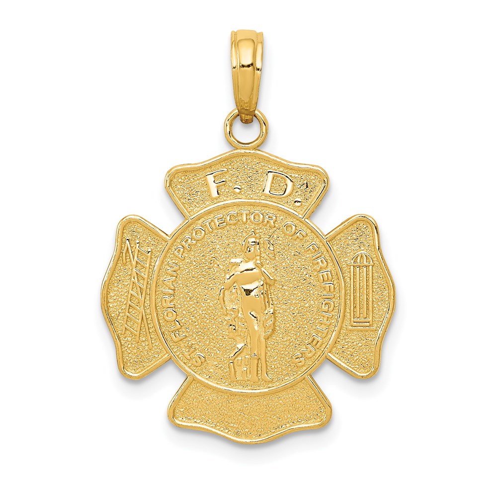 K2842.jpg 14k Fire Department FD St. Florian Badge Pendant - Image 1