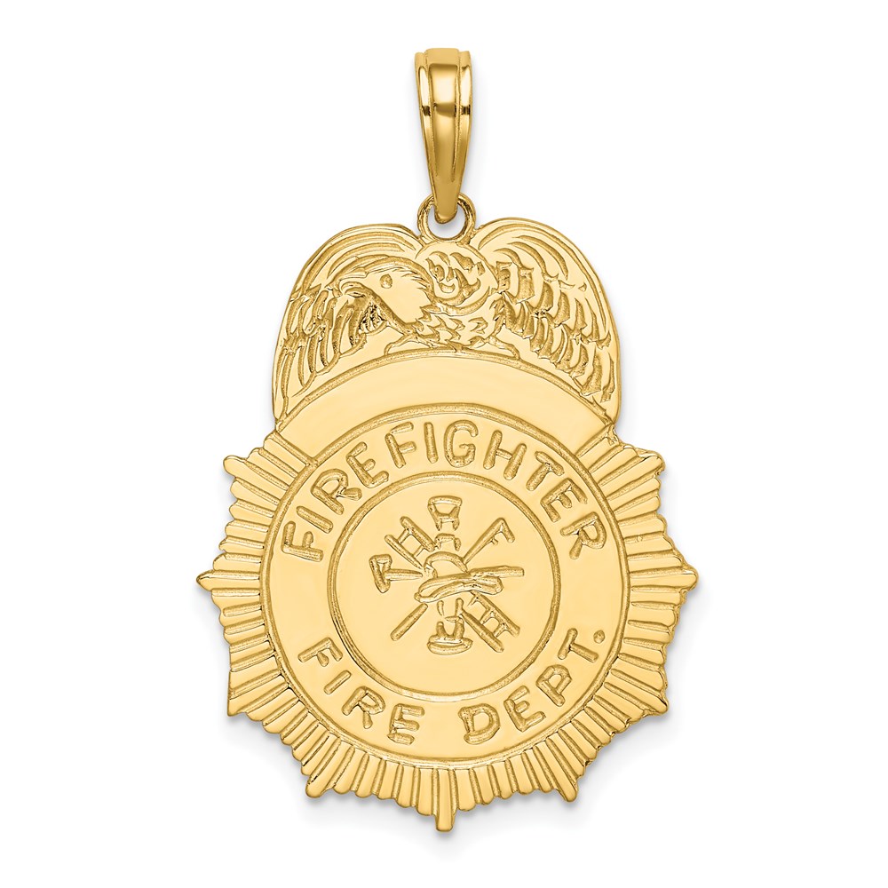 K2843.jpg 14k FIREFIGHTER FIRE DEPT. Badge Charm - Image 1
