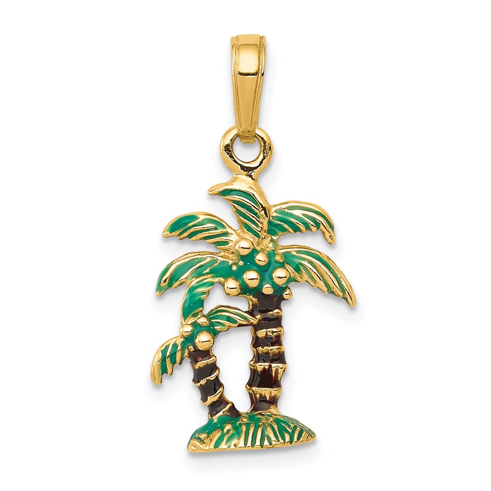 K2890.jpg 14k 3-D Enameled Palm Trees Pendant - Image 1