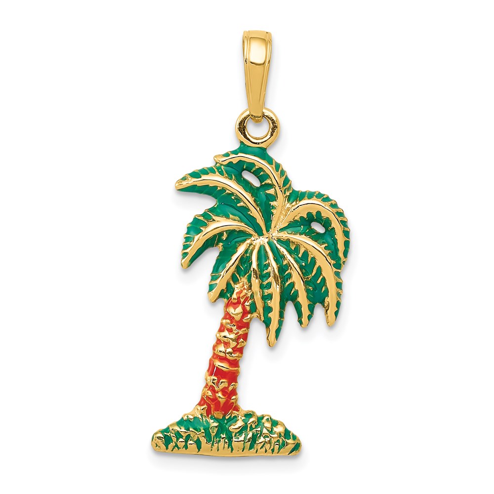 K2897.jpg 14k Enameled Palm Tree Pendant - Image 1
