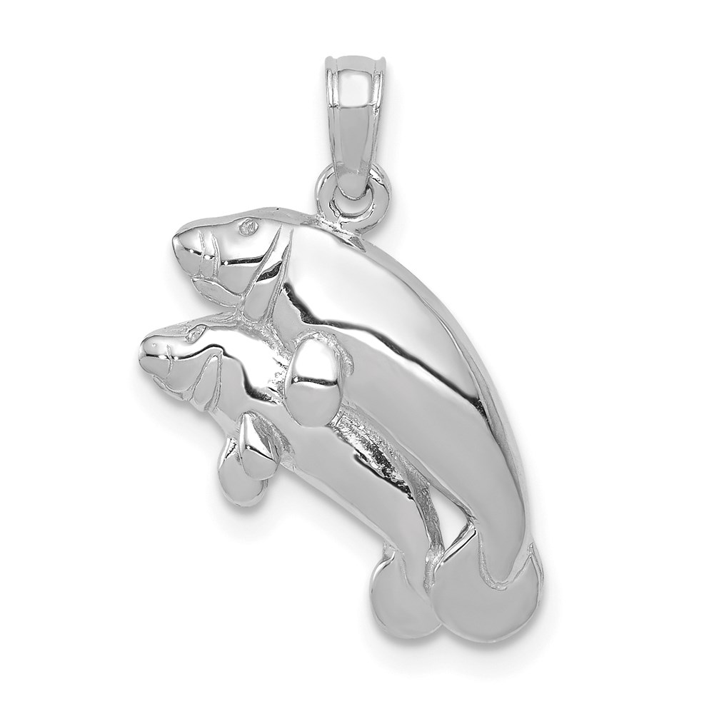 K2997W.jpg 14K White Gold Double Manatee Pendant - Image 1