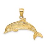 14K Lab Created Opal Dolphin Pendant - Image 3