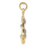 14K Two-Tone 3-D Anchor with Rope Pendant - Image 2