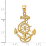 14k Large Anchor and Ships Wheel with Rope Pendant - Image 4