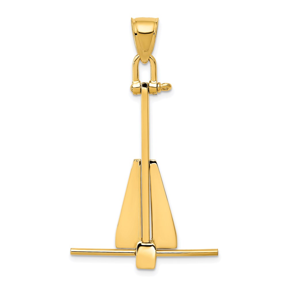 K3086.jpg 14K 3-D Fluke-Style Anchor with Moveable Fins Pendant - Image 1