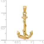 14K 3-D Anchor with Rope Pendant - Image 4