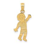 14K Boy Waving Pendant