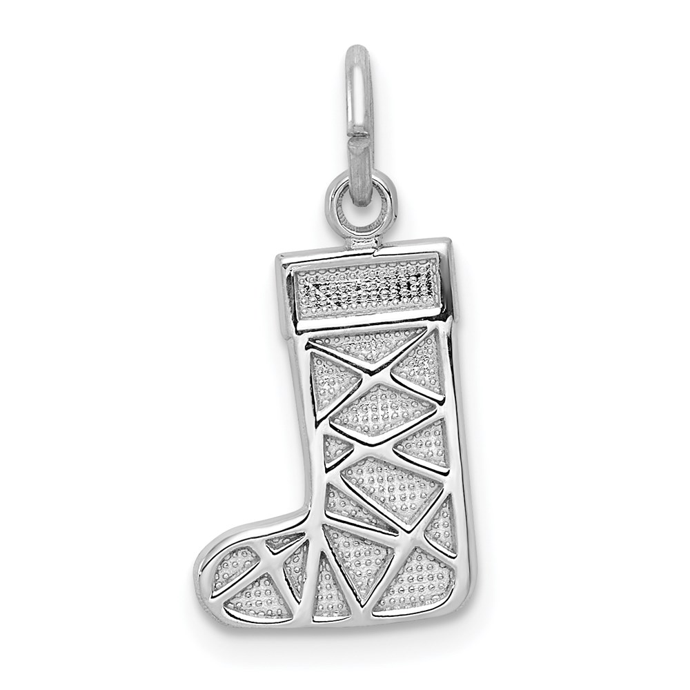 K3188.jpg 14k White Gold Christmas Stocking Charm - Image 1