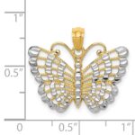 14k and White Rhodium Diamond-cut Butterfly Pendant - Image 4