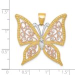 14k Two-tone with White Rhodium Diamond-cut Butterfly Pendant - Image 3