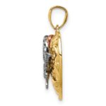 14k Tri-color Butterfly Heart Pendant - Image 2