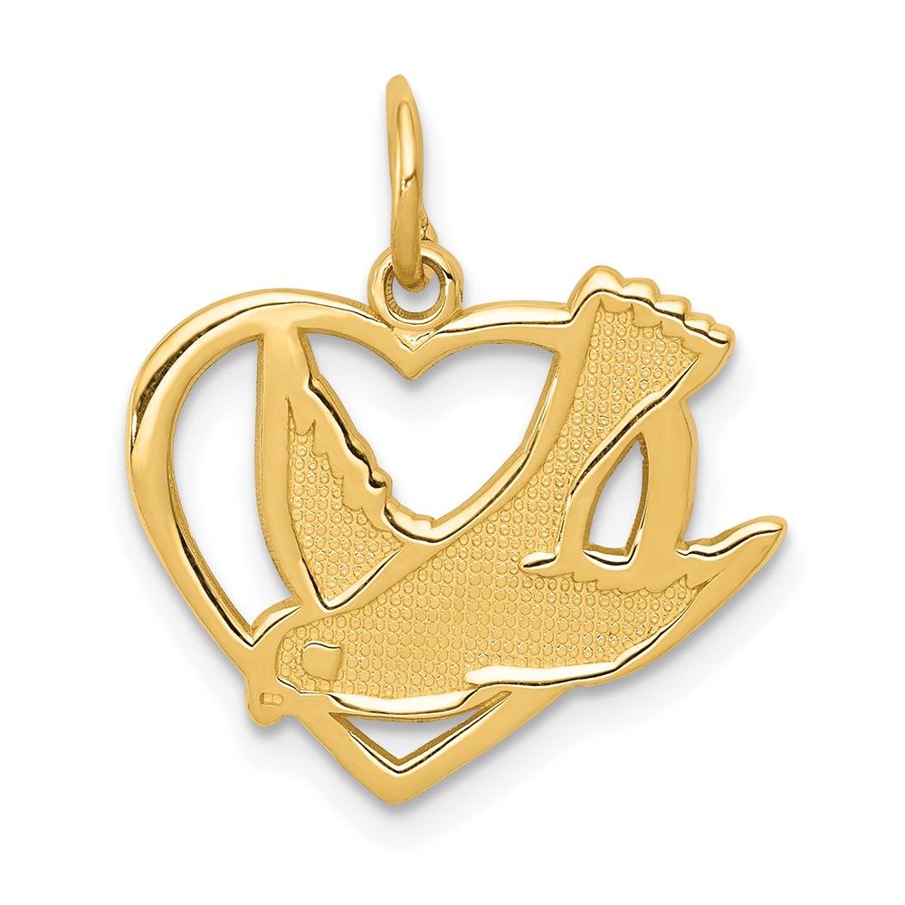 K3261.jpg 14k Dove in Heart Charm - Image 1