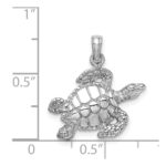 14K White Gold Textured Sea Turtle Charm - Image 3