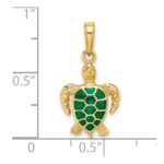 14k Green Enameled Sea Turtle Pendant - Image 4