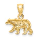 14K Satin Diamond-cut Bear Pendant - Image 3