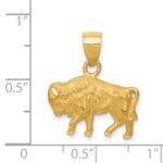 14K Satin Diamond-cut Buffalo Pendant - Image 3