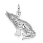 14k White Gold Howling Wolf Charm - Image 3