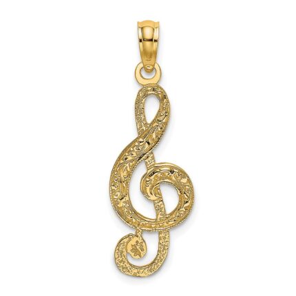 14K Textured Treble Clef Charm