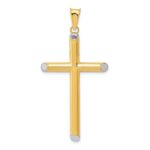 14k and White Rhodium 3-D Hollow Cross Pendant