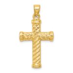 14k Reversible Diamond-cut Textured Cross Pendant