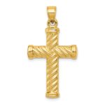 14k Reversible Diamond-cut Textured Cross Pendant - Image 4