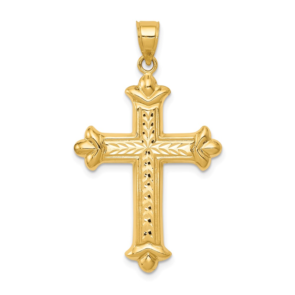 K3632.jpg 14k Reversible Diamond-cut Cross Pendant - Image 1
