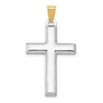 14K and White Rhodium Reversible Yellow/White Cross Pendant - Image 4