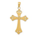 14k and White Rhodium Textured Cross Pendant - Image 4