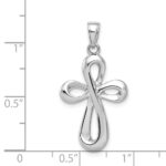 14k White Gold Ribbon Cross Pendant - Image 3