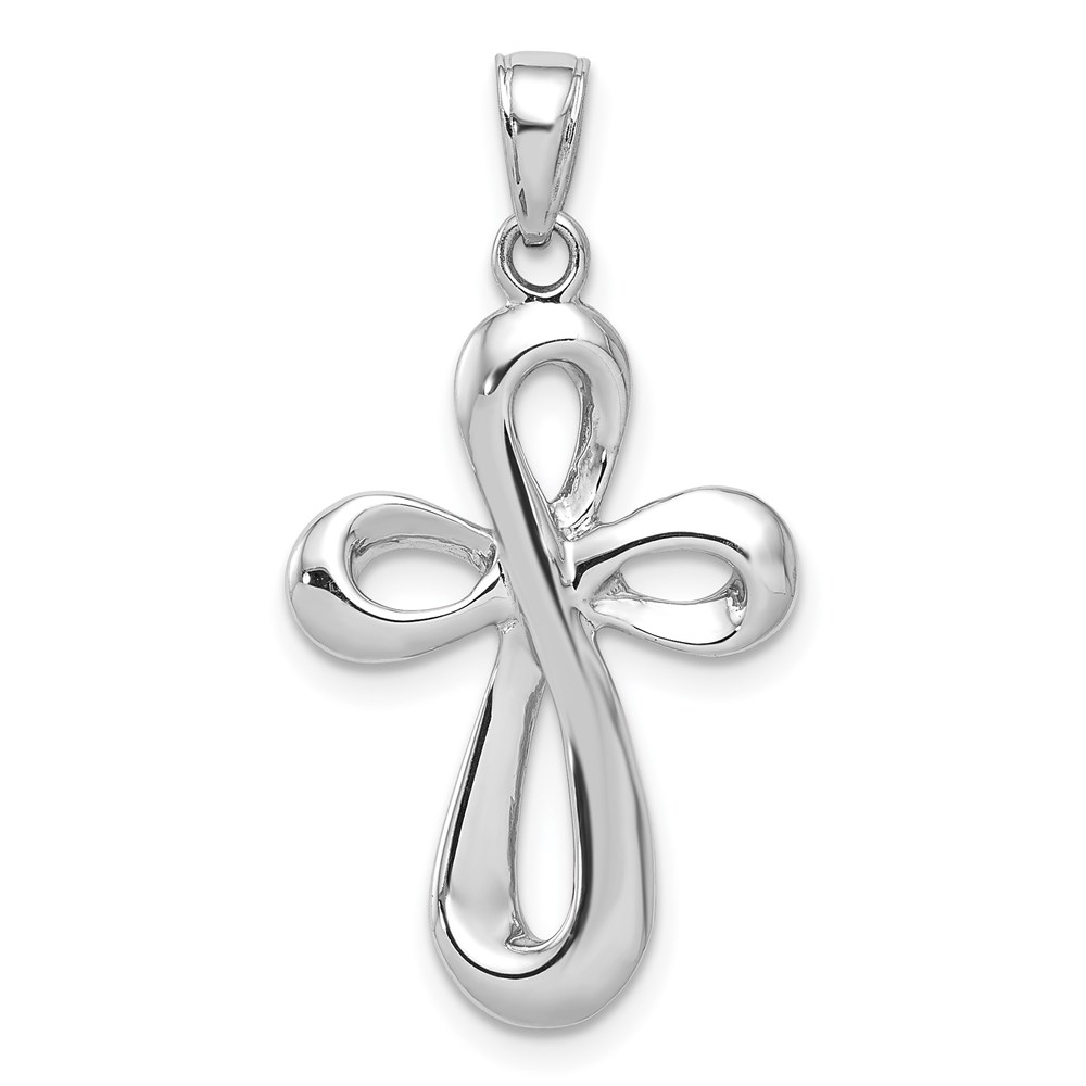 K3663.jpg 14k White Gold Ribbon Cross Pendant - Image 1