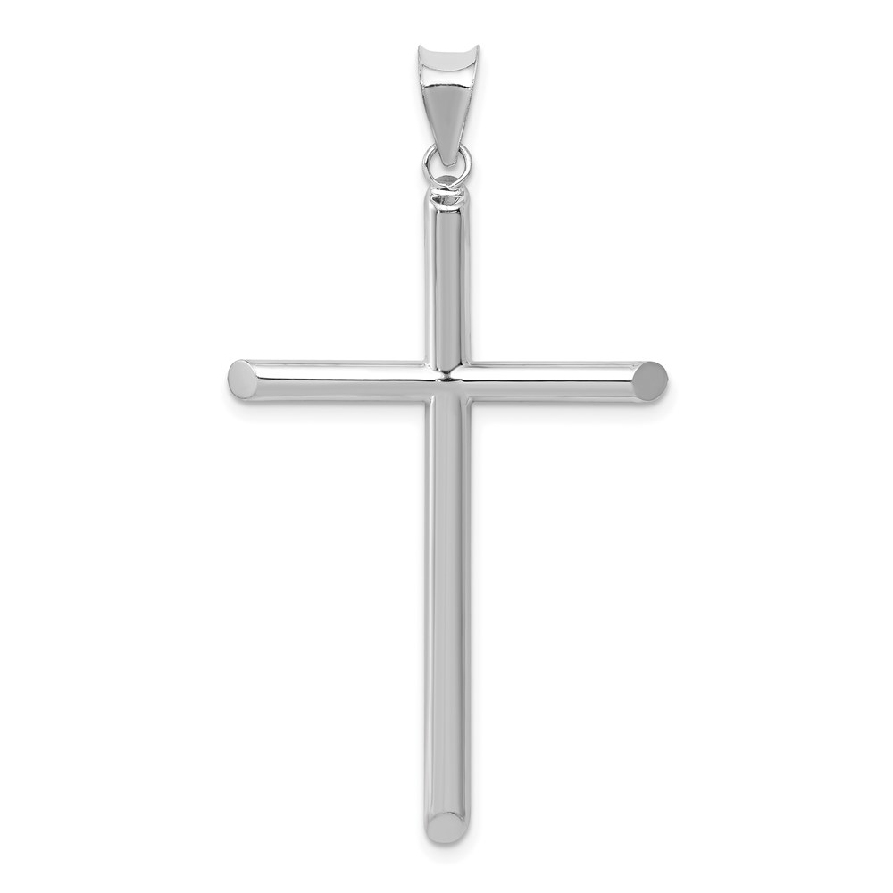 K3710.jpg 14k White Gold Large Polished Hollow Cross Pendant - Image 1