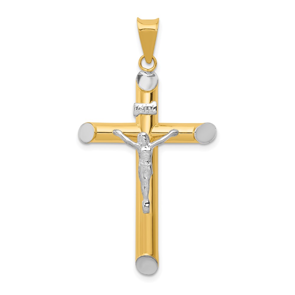 K3723.jpg 14K Two-Tone and White Rhodium Inri Crucifix Pendant - Image 1