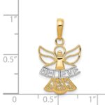 14K and White Rhodium BELIEVE Angel Pendant - Image 4