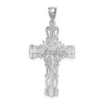 14k White Gold Fancy Latin Cross Pendant - Image 3