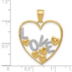 14K and White Rhodium LOVE and Floating Hearts Pendant - Image 4