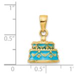 14K 3-D Aqua Blue Enameled HAPPY BIRTHDAY Cake Pendant - Image 3