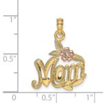 14K Two-tone Polished MOM and Flower Pendant - Image 4