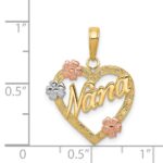 14K Tri-color NANA in Heart with Flowers Pendant - Image 3