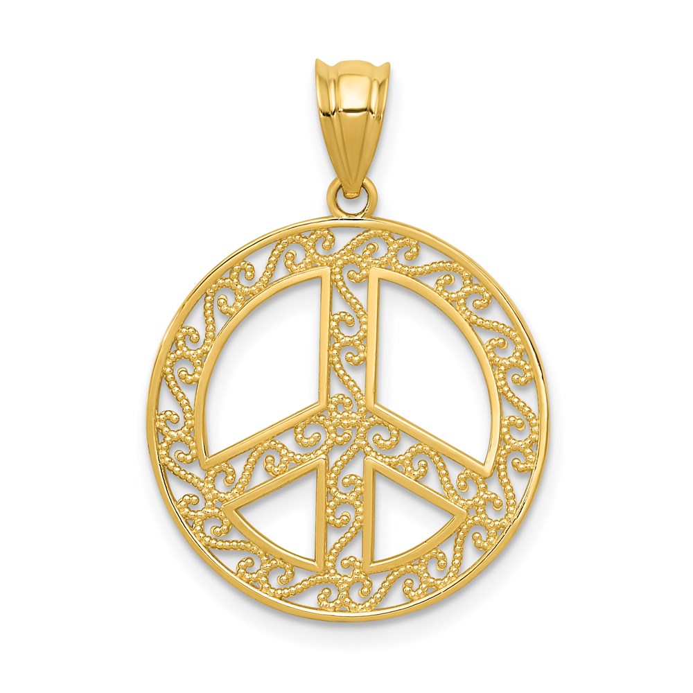 K4105.jpg 14k Filigree Peace Sign Pendant - Image 1