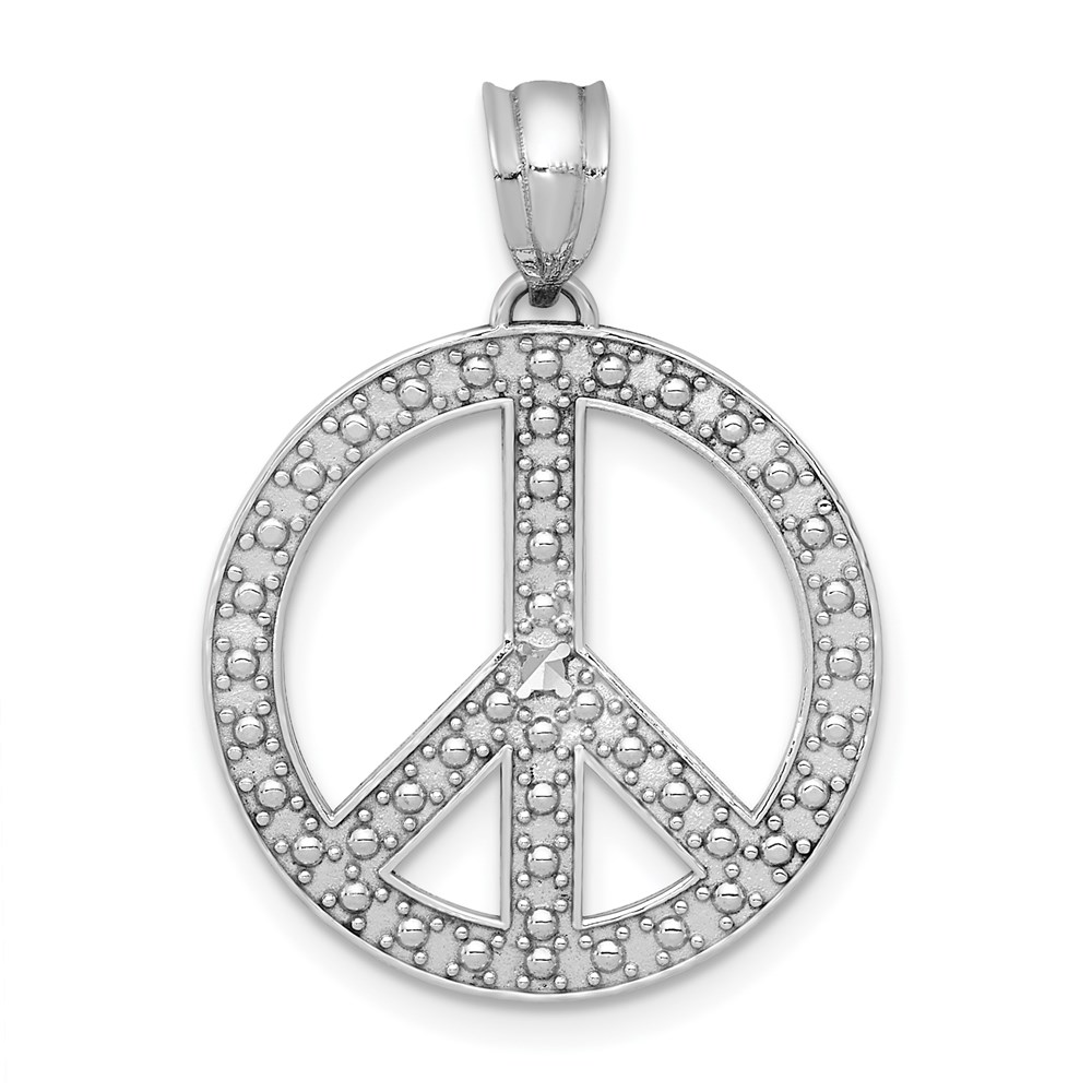 K4106.jpg 14k White Gold Peace Symbol Pendant - Image 1