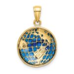 14K Blue Enameled Globe Pendant - Image 3