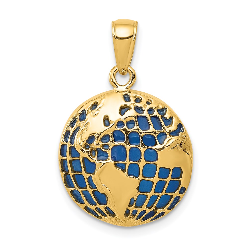K4144.jpg 14K Blue Enameled Globe Pendant - Image 1